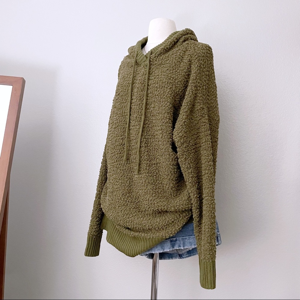 Popcorn Green Slouchy Pullover Hoodie